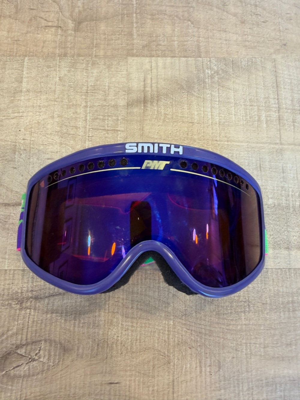 Smith Optics Neon Retro Ski Snowboard Goggles Pink Green Purple Strap